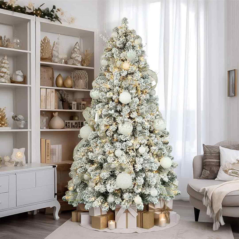 Pre lit snow flocked christmas tree 2025